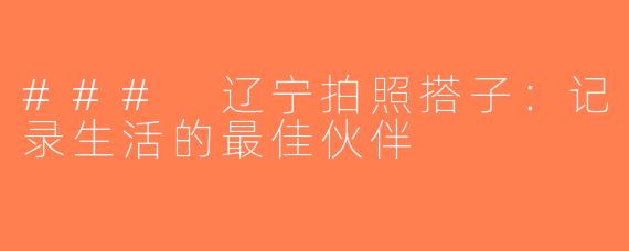 ### 辽宁拍照搭子：记录生活的最佳伙伴