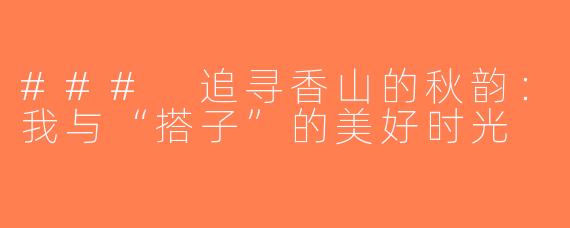 ### 追寻香山的秋韵：我与“搭子”的美好时光