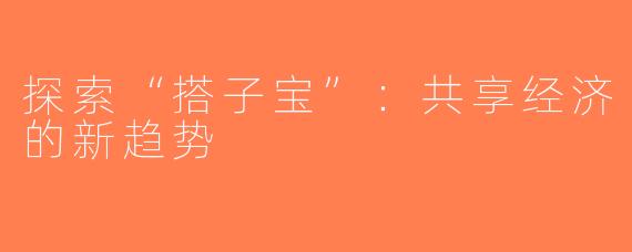 探索“搭子宝”：共享经济的新趋势