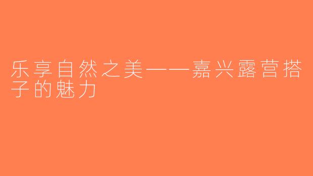 乐享自然之美——嘉兴露营搭子的魅力