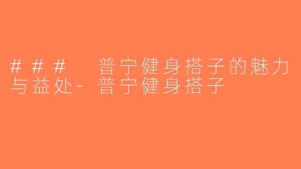 ### 普宁健身搭子的魅力与益处-普宁健身搭子