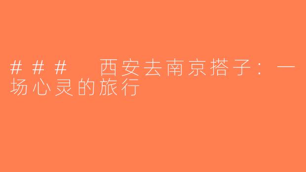 ### 西安去南京搭子：一场心灵的旅行