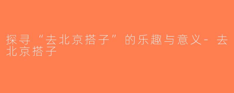 探寻“去北京搭子”的乐趣与意义-去北京搭子