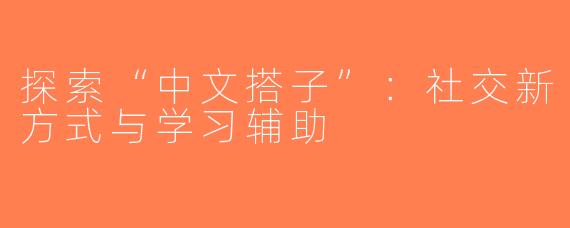 探索“中文搭子”：社交新方式与学习辅助