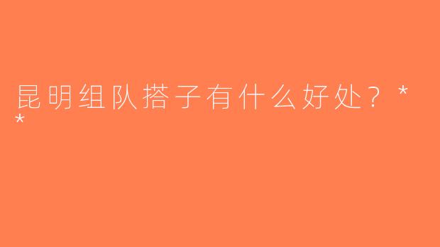 昆明组队搭子有什么好处？**