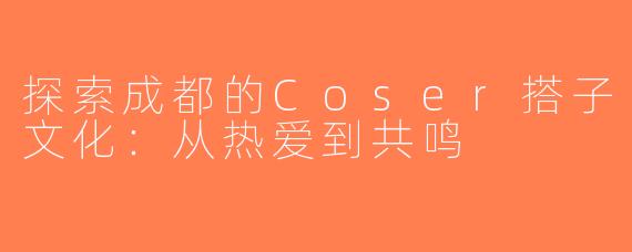 探索成都的Coser搭子文化：从热爱到共鸣