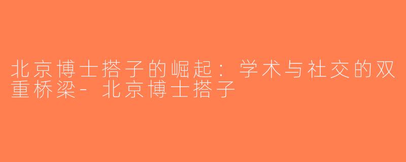 北京博士搭子的崛起：学术与社交的双重桥梁-北京博士搭子