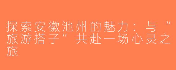 探索安徽池州的魅力：与“旅游搭子”共赴一场心灵之旅