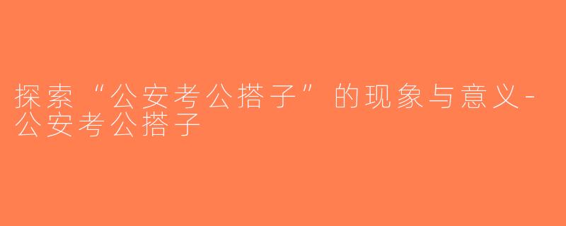 探索“公安考公搭子”的现象与意义-公安考公搭子