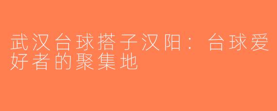 武汉台球搭子汉阳：台球爱好者的聚集地