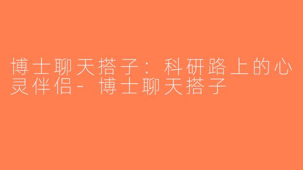 博士聊天搭子：科研路上的心灵伴侣-博士聊天搭子