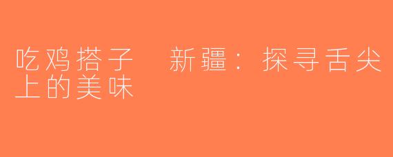 吃鸡搭子 新疆：探寻舌尖上的美味