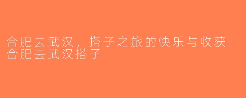 合肥去武汉，搭子之旅的快乐与收获-合肥去武汉搭子
