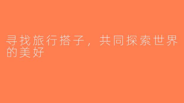 寻找旅行搭子，共同探索世界的美好