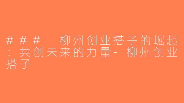 ### 柳州创业搭子的崛起：共创未来的力量-柳州创业搭子