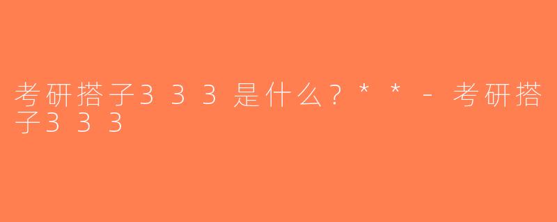 考研搭子333是什么？**-考研搭子333