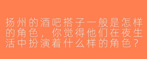 扬州的酒吧搭子一般是怎样的角色，你觉得他们在夜生活中扮演着什么样的角色？