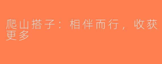 爬山搭子：相伴而行，收获更多