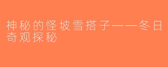神秘的怪坡雪搭子——冬日奇观探秘