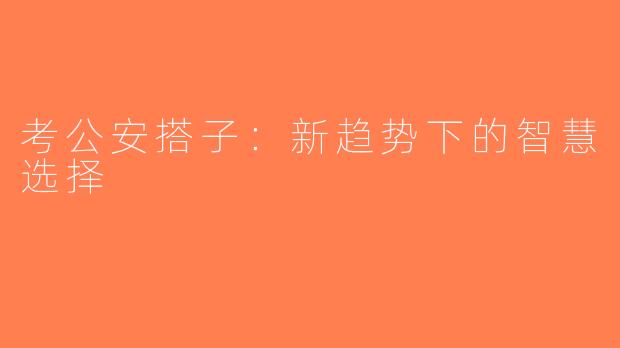 考公安搭子：新趋势下的智慧选择