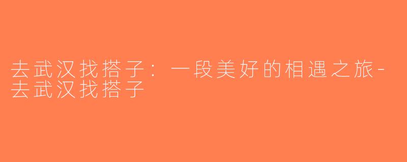 去武汉找搭子：一段美好的相遇之旅-去武汉找搭子