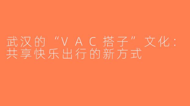 武汉的“VAC搭子”文化：共享快乐出行的新方式