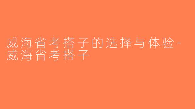威海省考搭子的选择与体验-威海省考搭子