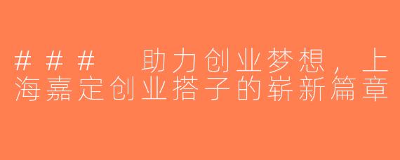### 助力创业梦想，上海嘉定创业搭子的崭新篇章