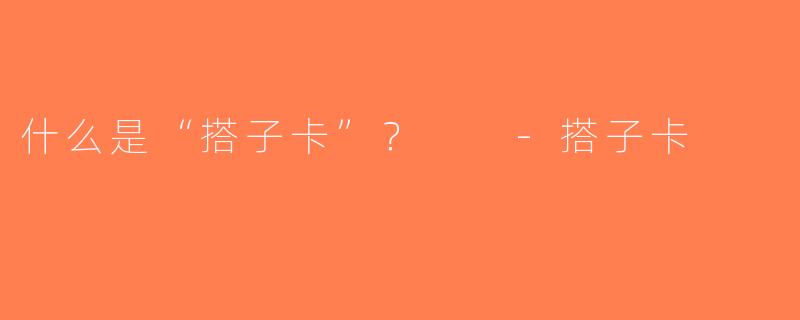 什么是“搭子卡”？  -搭子卡