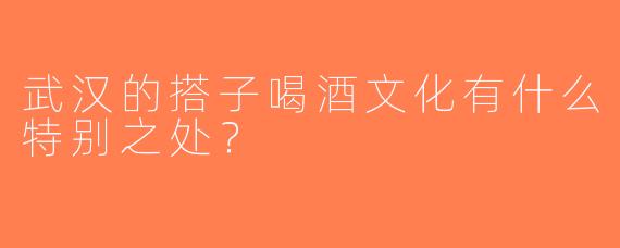 武汉的搭子喝酒文化有什么特别之处？