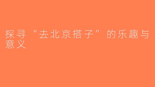 探寻“去北京搭子”的乐趣与意义