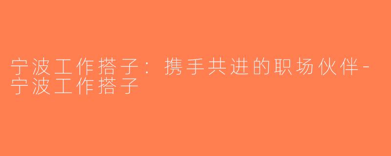 宁波工作搭子：携手共进的职场伙伴-宁波工作搭子
