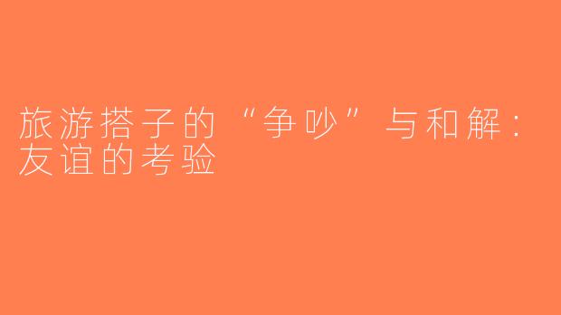 旅游搭子的“争吵”与和解：友谊的考验