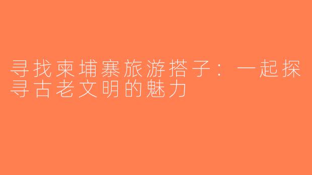 寻找柬埔寨旅游搭子：一起探寻古老文明的魅力