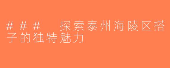 ### 探索泰州海陵区搭子的独特魅力
