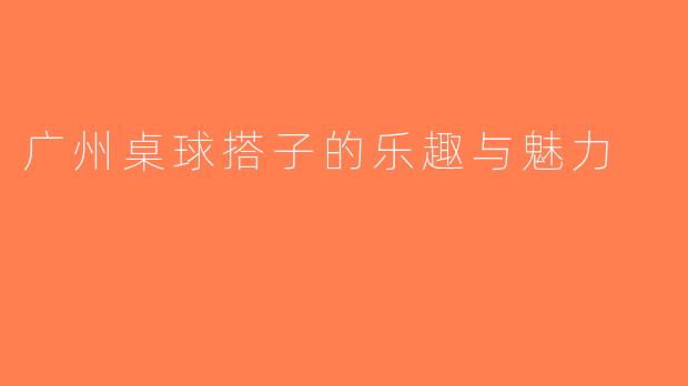 广州桌球搭子的乐趣与魅力