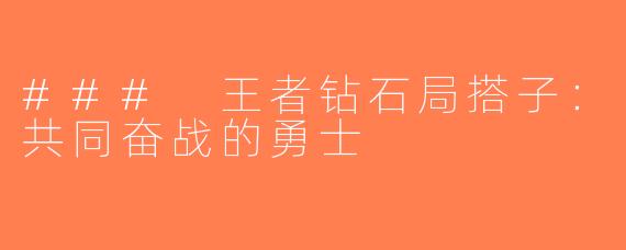 ### 王者钻石局搭子：共同奋战的勇士