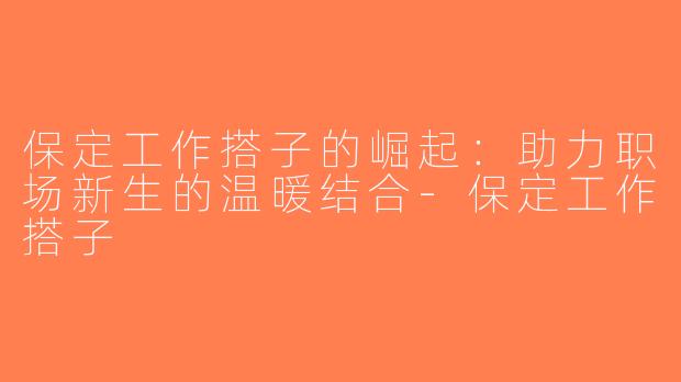 保定工作搭子的崛起：助力职场新生的温暖结合-保定工作搭子