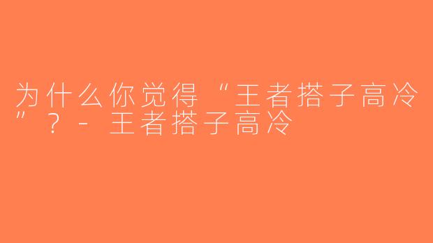 为什么你觉得“王者搭子高冷”？-王者搭子高冷
