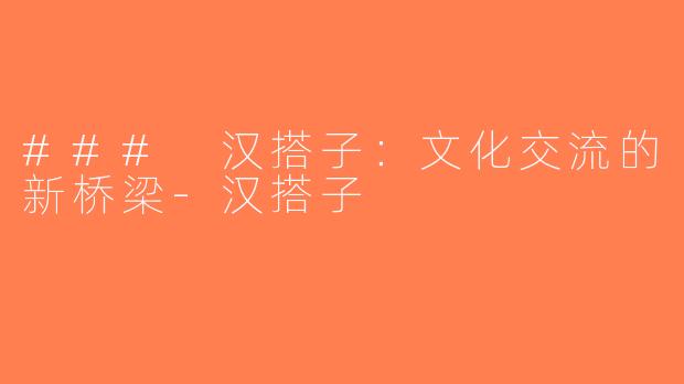 ### 汉搭子：文化交流的新桥梁-汉搭子
