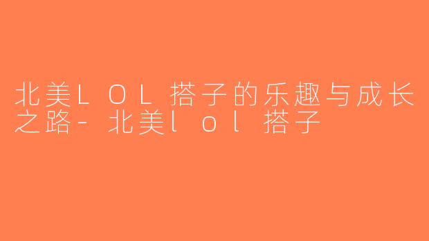 北美LOL搭子的乐趣与成长之路-北美lol搭子