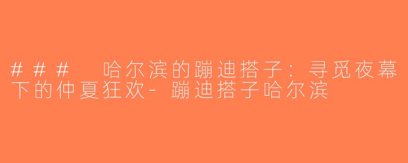 ### 哈尔滨的蹦迪搭子：寻觅夜幕下的仲夏狂欢-蹦迪搭子哈尔滨