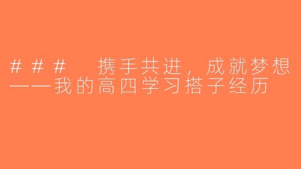 ### 携手共进，成就梦想——我的高四学习搭子经历