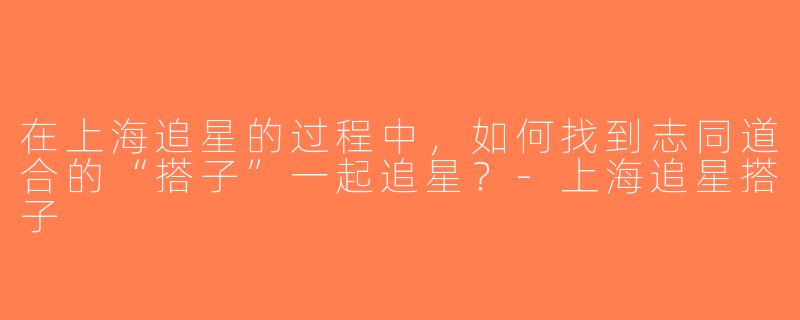 在上海追星的过程中，如何找到志同道合的“搭子”一起追星？-上海追星搭子