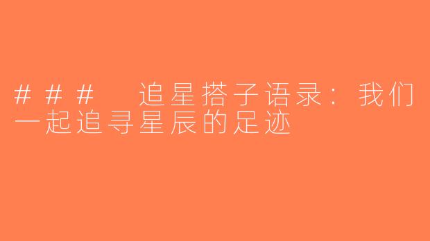 ### 追星搭子语录：我们一起追寻星辰的足迹