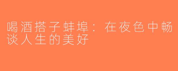 喝酒搭子蚌埠：在夜色中畅谈人生的美好