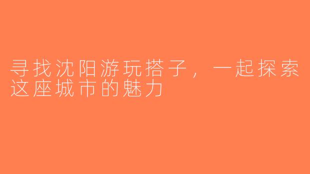 寻找沈阳游玩搭子，一起探索这座城市的魅力