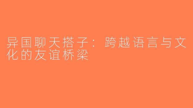 异国聊天搭子：跨越语言与文化的友谊桥梁