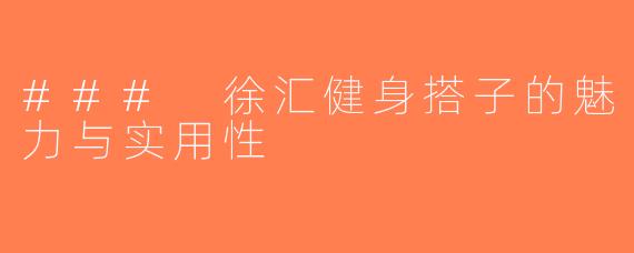 ### 徐汇健身搭子的魅力与实用性