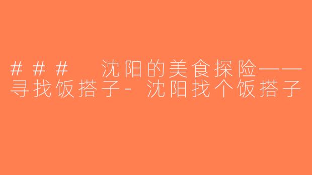 ### 沈阳的美食探险——寻找饭搭子-沈阳找个饭搭子